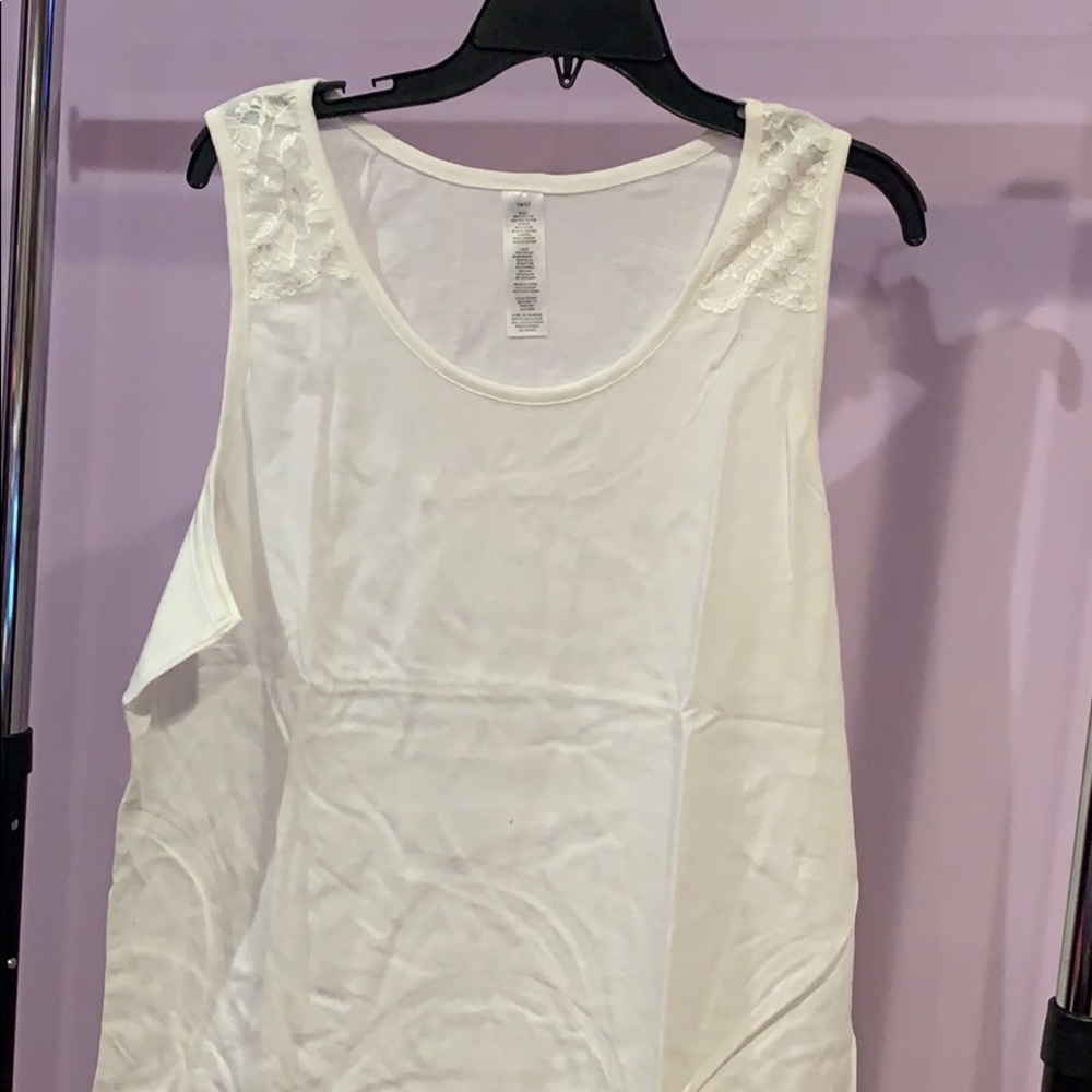 Lace Accent Tank Top White NWOT